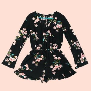 Black & Pink Floral Romper